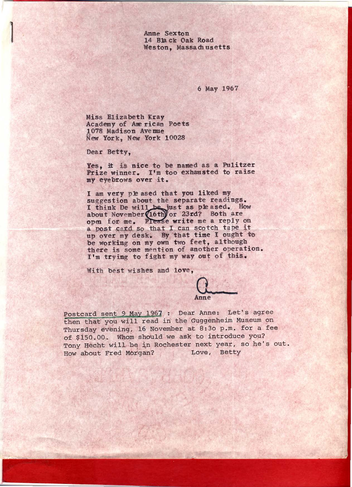Anne Sexton&#039;s 1967 Letter