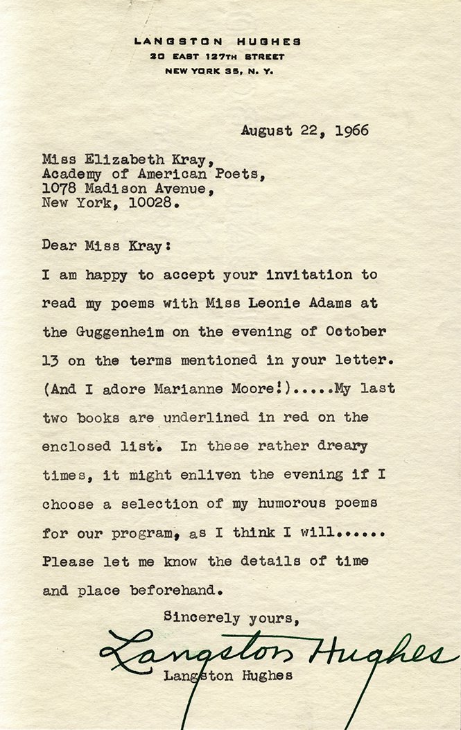 Langston Hughes letter