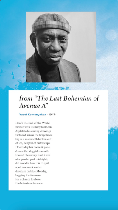 “from ‘The Last Bohemian of Avenue A’” by Yusef Komunyakaa